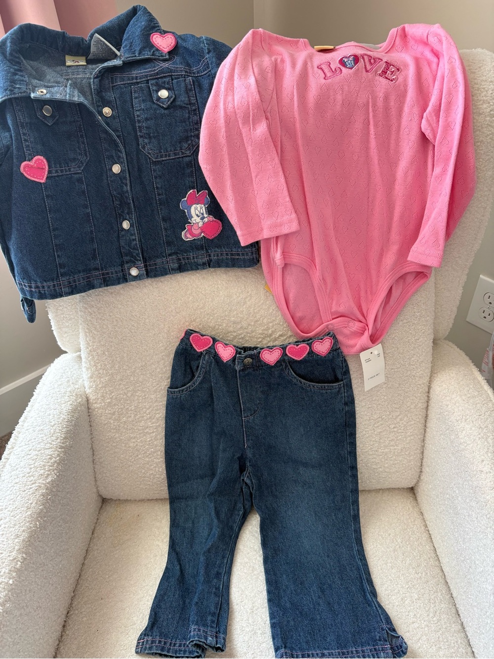 Baby Minnie Mouse Girls Denim Jacket & Pants Set